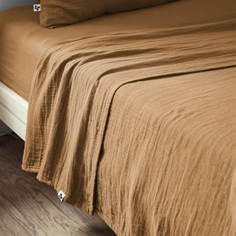 OUREA - Drap Plat 270x300cm Gaze de Coton Camel