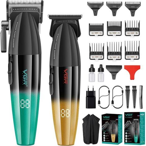 VGR 003 Tondeuse cheveux professionnelle sans fil - kit 9 peignes, lames céramique, 250 min