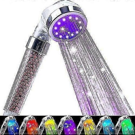 LED-Duschkopf, Filterfiltration, Hochdruck, wassersparend, 7 Farben