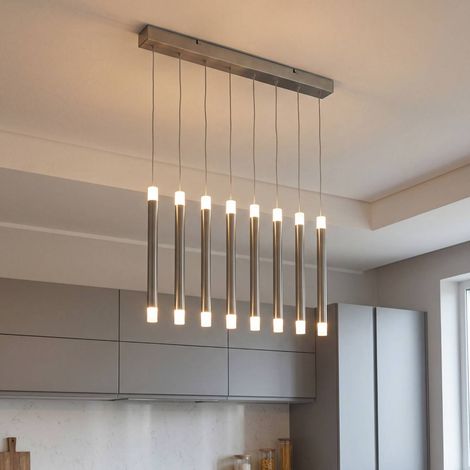 LED Hängeleuchte Metall Up Down 99 cm breit H: max. 145 cm Nickel matt 2700 K 1019 lm Hängelampe