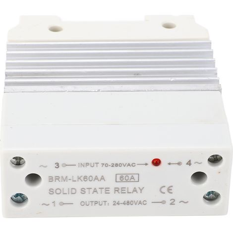 Relais statique CA/CA avec dissipateur thermique intégré, module SSR monophasé pour montage sur rail, entrée 70-280 VCA, sortie 24-480 VCA (1/5)