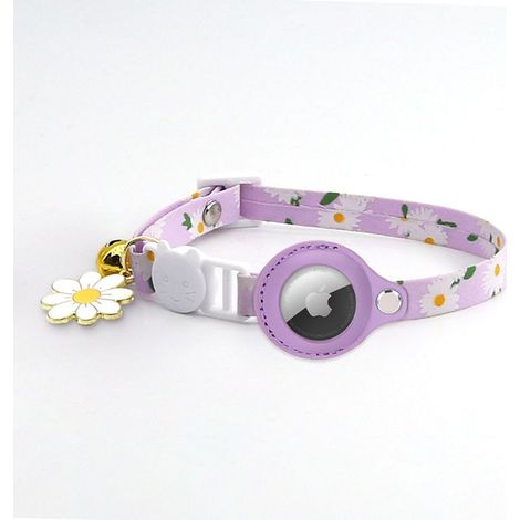 Violet Collier Chat ,imprimé réglable Collier pour Chat avec Cloche, Coque de Protection en Silicone Compatible avec Apple Airtag, Boucle de Sécurité Breakaway pour Chatons (1/5)