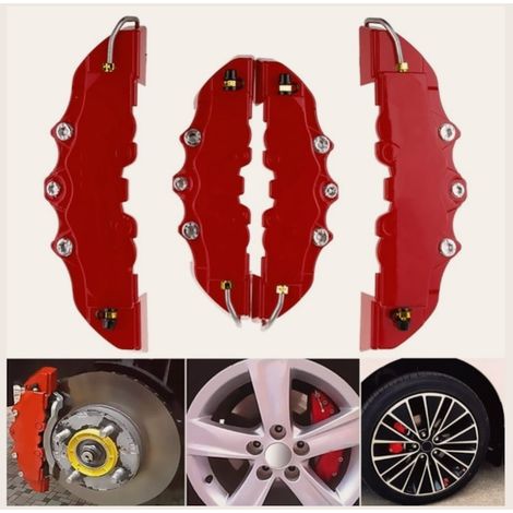 Ensemble de 4 couvercles d'étrier de frein 3D Rouge Universel avant-arrière, polyvalent et pratique, pour un usage quotidien