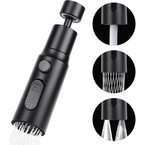 Kitchen Sink Sprayer with 360 Degree Swivel Faucet Head, 3 Spray Modes, Kitchen Faucet Nozzle with Aerator, Kitchen Sink Mixer Tap with Rotating Faucet Head, Universal Swivel Faucet Adapter (Black) (1/5)