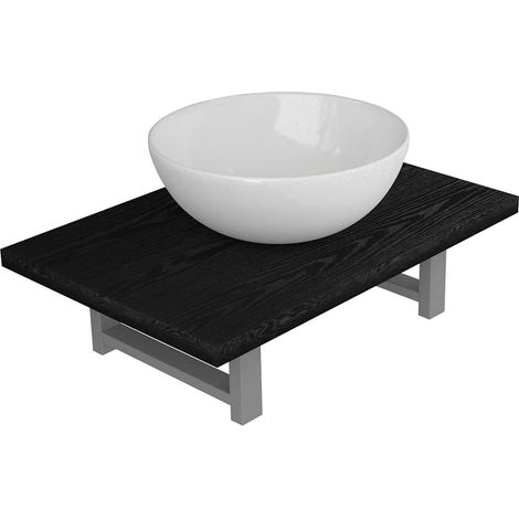Maison Exclusive - 2-tlg. Badmöbel-Set Keramik Schwarz (1/5)