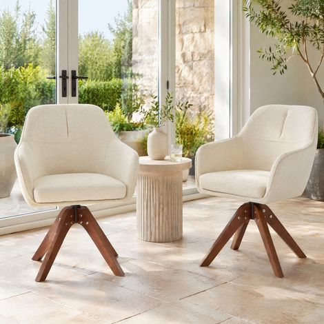 MEUBLIV Drehbarer Esszimmerstuhl 360° 66 x 61 x 54,5 cm creme - 2er-Set (1/5)