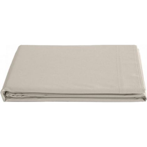 Drap plat percale pur coton peigné longues fibres 80 fils/cm² Vent du sud - Ivoire - 270 x 300 cm pour lit King size (1/2)