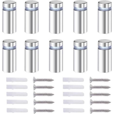 Lot de 20 vis d'écartement 12x40mm – Acier inoxydable – Accessoires de montage inclus – Pour panneaux verre et acrylique (1/5)