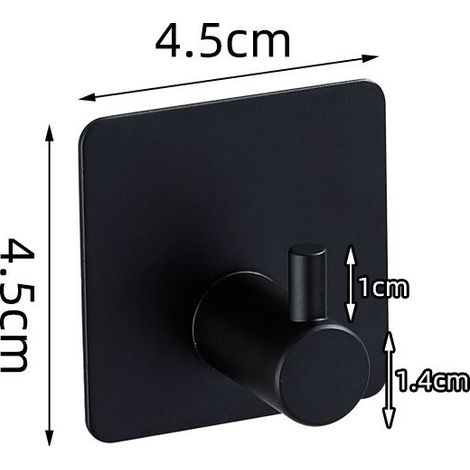 Crochet adhesif mural - 6 pcs. accroche serviette salle de bain noir, accroche torchon cuisine - Porte serviette salle de bain (1/4)