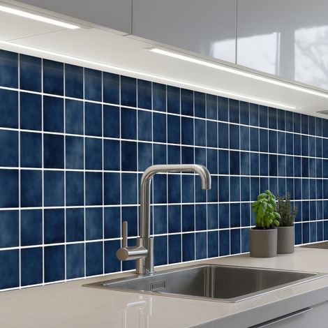 SCHIENALI CUCINA Piastrella - Moderna - Blu 400x60 cm (1/5)