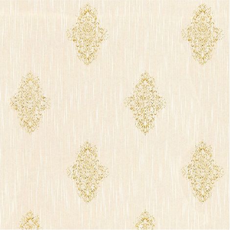 Baroque wallcovering wall Profhome 319462 textile wallpaper slightly textured baroque style matt cream gold 5.33 m2 (57 ft2) (1/5)
