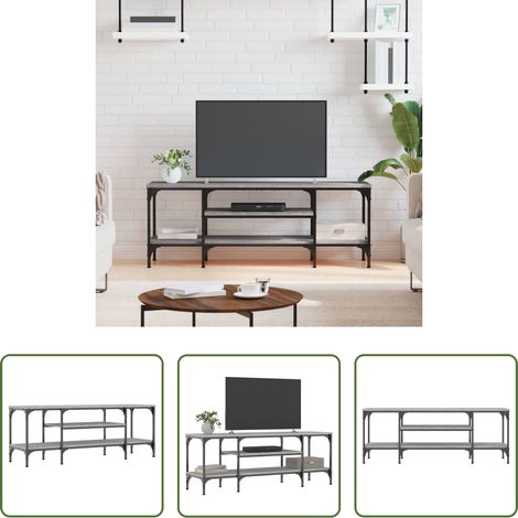 Meuble tv bois d'ingénierie - Meuble TV sonoma gris 121x35x45 cm bois d'ingénierie et fer (1/5)