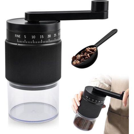Moulin à café manuel avec meule en céramique capacité 40 g et 35 réglages de mouture pour espresso café filtre cafetière à piston et café infusé à froid couleur noire