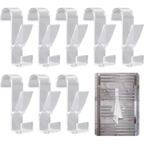 Crochet pour Radiateurs, 8 Crochet de Radiateur Rond, Crochets Porte-serviettes pour Radiateur, Crochet de Radiateur en Plastique, Convient aux Crochets de Salle de Bain et de Cuisine(Transparent) (1/5)