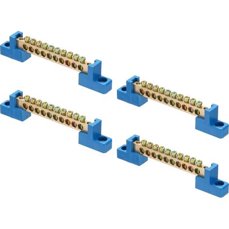 4 Pcs Barre De Mise À La Terre Bornier Pour Boîte Électrique Bleu Barre De Mise À La Terre Laiton 10 Positions Bloc De Mise À La Terre (1/5)