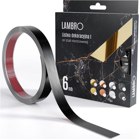 Ilcom striscia decorativa I autodesiva in acciaio inossidabile 10mm x 6000mm x 0,35mm - Nero satinato (1/3)