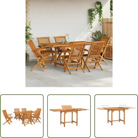 Table de jardin en teck - Salon de jardin 7 pcs Bois de teck massif (1/5)