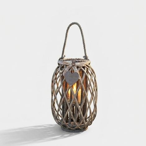 Lanterne décorative en osier et verre Lison