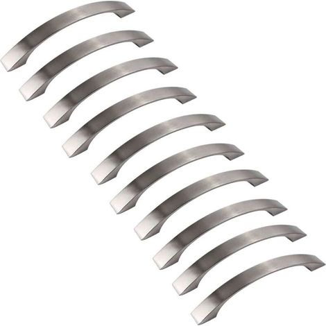 Lot de 10 poignee de meuble cuisine - chromées- Poignées de porte Nickel Brossé poignee de cuisine poignée cuisine inox entraxe 96mm