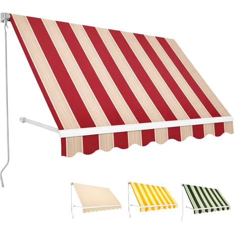 Tenda da Sole a Caduta 250x250 cm con Braccio Avvolgibile e Braccetti Ferma Tenda - ideale Per Balcone e Terrazzo - Colore Bordeaux e Crema (1/5)