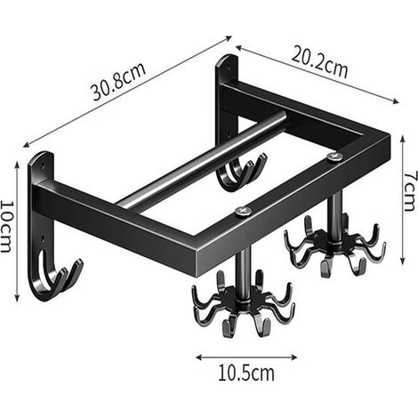 Ganci rotanti, portautensili da parete senza foratura per utensili da cucina, portautensili da parete per spatole e cucchiai, nero (1/4)
