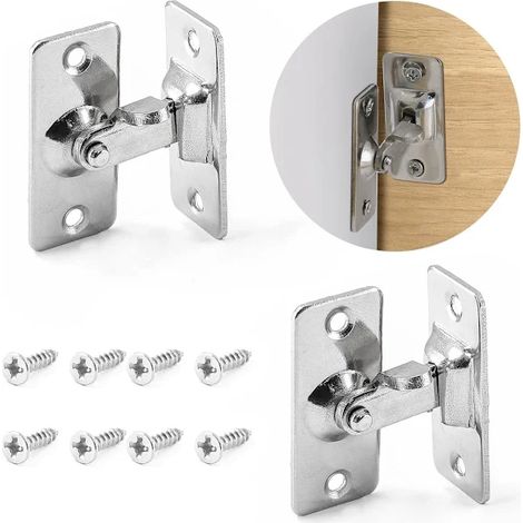 Serrure de porte à 90 degrés - 2 paires - Serrure pour porte coulissante - Acier inoxydable - Serrure de porte pleine - Pêne - Loquet - Serrure de porte cachée