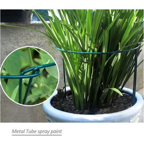 12 Pièces Support de Plantes Piquets Anneau Cage Métal Jardin Plante Piquet Vert Demi-Rond Anneau de Support de Plante Grand Support de Plante (1/5)