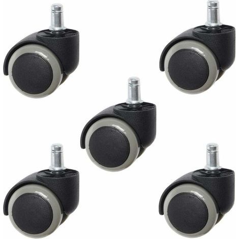5pcs roulettes, roulettes de chaise de bureau universelles silencieuses, roulettes de chaise de remplacement pour roulettes de sol dur, roulettes (gris) (1/5)