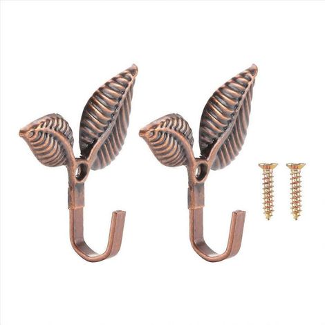 Lot de 2 crochets muraux en forme de feuille pour rideaux, décoration intérieure, bronze rouge (1/5)