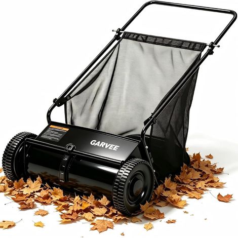 Balai Ramasse Feuilles 54 cm, Brosse Rotative V Réglable, Sac Collecteur 170L Pour Gazon et Allées( Noir) (1/5)