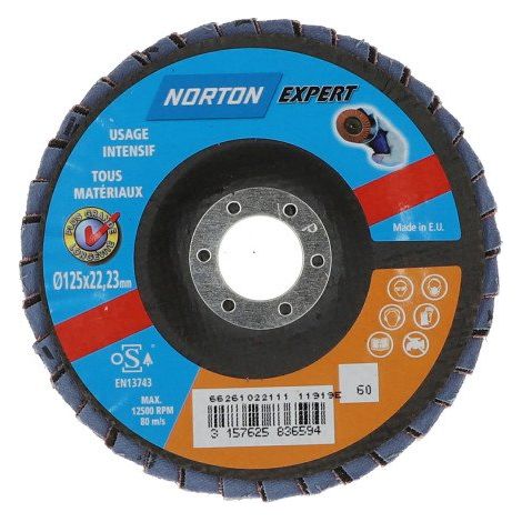 Disque à lamelles Norton Expert Ø 125 x 22,23 mm - Grain 60 - Lot de 5 - Lot de 5