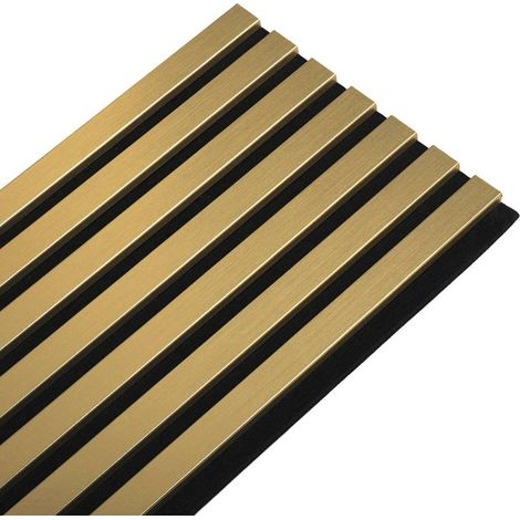 Decoon – Panneau décoratif mural acoustique 250 x 30 x 1,9 cm – MDF doré avec feutrine noire – Isolation phonique – Installation facile