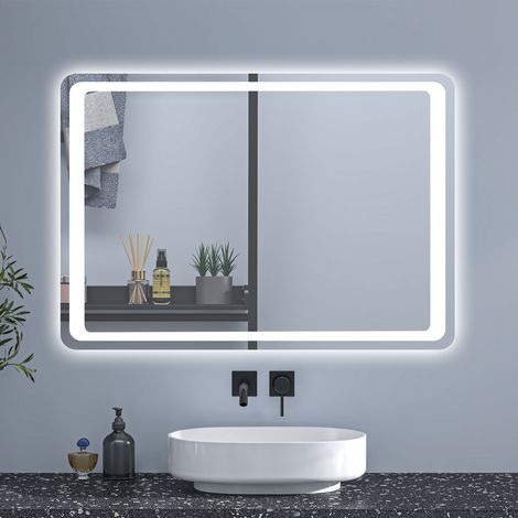 70x50cm LED Bathroom Mirror with Lights Demister Anti-fog Motion Sensor Wall Mounted Bathroom Mirrors Vanity Mirror (1/5)