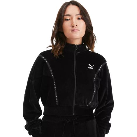 Sudadera negra de mujer Puma Cropped Velour FZ 34 XS (1/5)