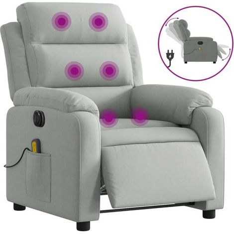 Fauteuil de massage électrique inclinable en velours gris clair (1/5)