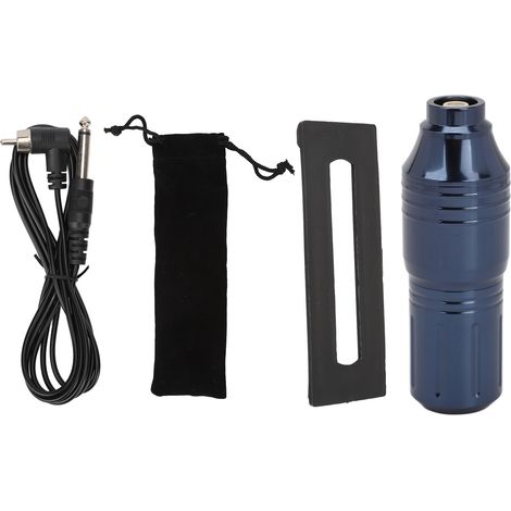Machine à tatouer rotative puissante avec interface RCA, bleu fumé, idéale pour lignes précises et ombrages foncés. (1/5)