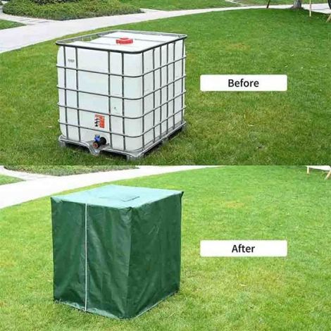 Bâche Cuve 1000L Anti UV 420D IBC Housse Container Réservoir d'eau - - Noir (1/4)