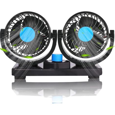 Ventilatori per auto, ventola a doppia testa da 12 V, 2 velocità, girevole a 360°, ventola elettrica silenziosa da 4" per camion, barche, SUV, camper - Soluzione di raffreddamento estivo