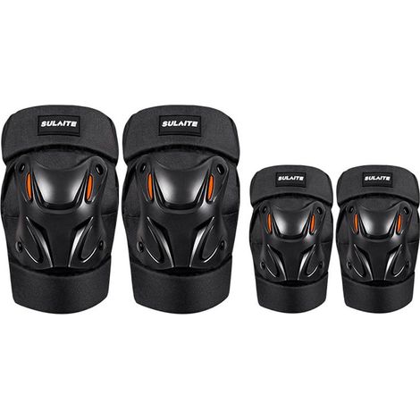 Lot de 4 genouillères pour motocross, anti-chute, protège-coudes, protège-genoux tout-terrain pour accessoires de course de cyclisme (1/5)