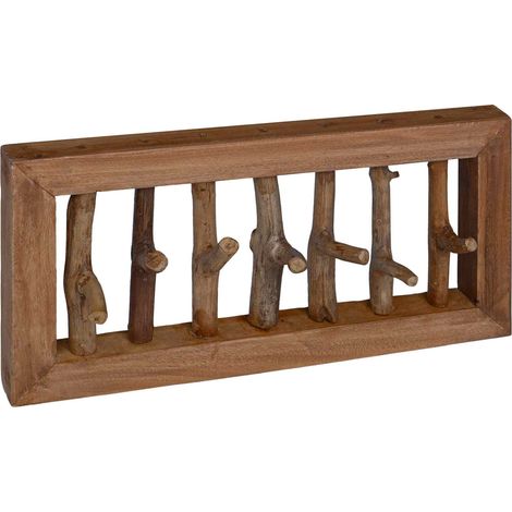 Mantelhaken Natur 50 x 10 x 25 cm Massives Mahagoni Holz vidaXL