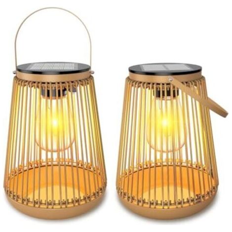 Lampe Solaire Extérieure, 2 Pièces Lanterne Solaire Extérieure Décoration Jardin Avec Ampoules LED Blanc Chaud, Lanterne Extérieure Solaire Pour Allées, Terrasses, Balcons, Patios et Portails (1/4)