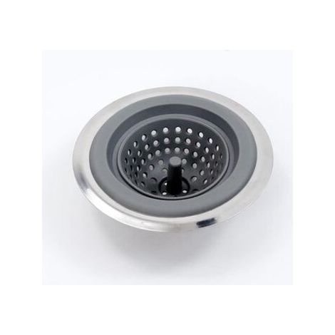 Desagüe de zanja, filtro de basura, filtro de basura para fregadero, desagüe de lavabo, filtro de residuos de acero inoxidable y silicona, malla de drenaje, bandeja de acero inoxidable, desagüe para b (1/4)