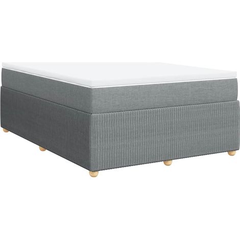 Sommier à lattes de lit avec matelas Gris clair 160x200cm Tissu vidaXL