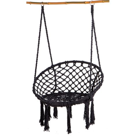 Chaise suspendue macramé 80x60x110 cm noire