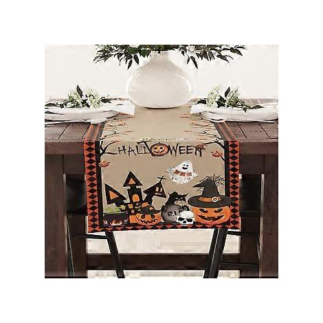 Halloween-Tischläufer, Leinen, Festtagsdekoration, Heimdekoration, Tischdecke, Schranktischdecke, Couchtischdecke (23ZQ4-10)