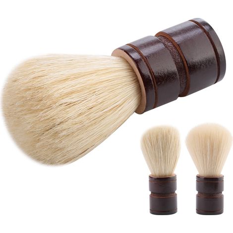 Brosse à barbe homme portable en bois, brosse de rasage à manche en bois pour salon, maison et voyage (poils naturels) (1/5)