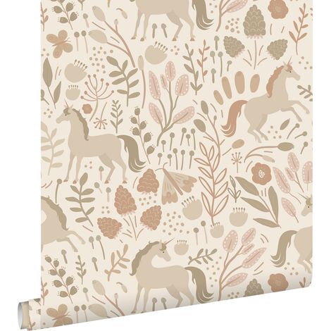 papier peint licornes beige et rose terracotta  - ESTAhome (1/5)