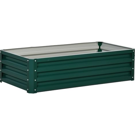 Potager surélevé en acier inoxydable antirouille, bac à fleurs et potager à fond ouvert pour jardin ou balcon, couleur vert, dimensions 120 x 60 x 30,5 cm (1/5)
