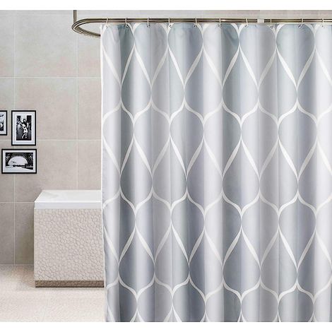 Rideau de douche gris imperméable et lavable en polyester, 180 x 200 cm, résistant à la moisissure (1/4)