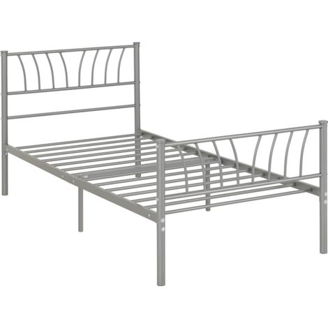 Harlow 3 Feet Bed Frame - Metal - L201 x W96.5 x H88.5 cm - Silver